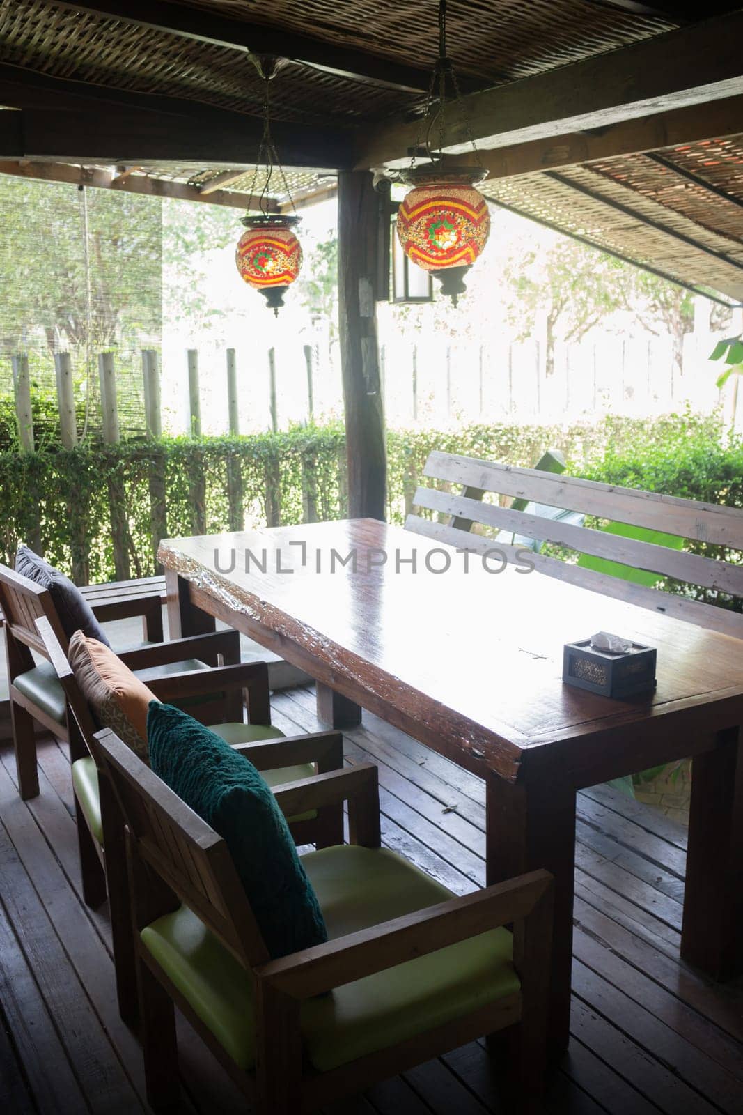 Brown Wooden Table And Chair, stock photo