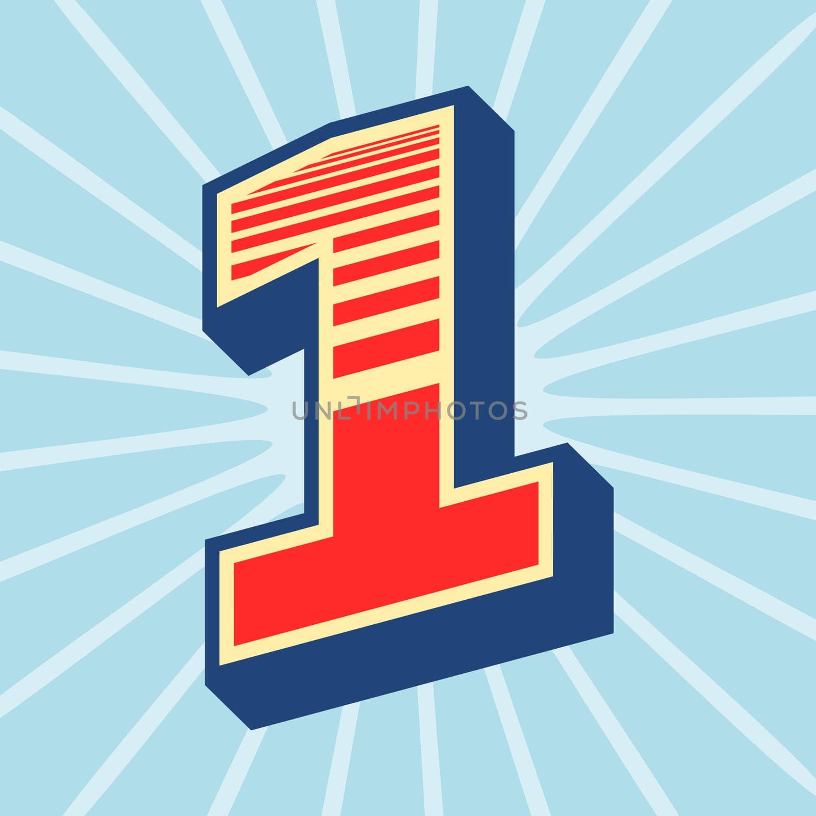 Number one vector illustration retro style