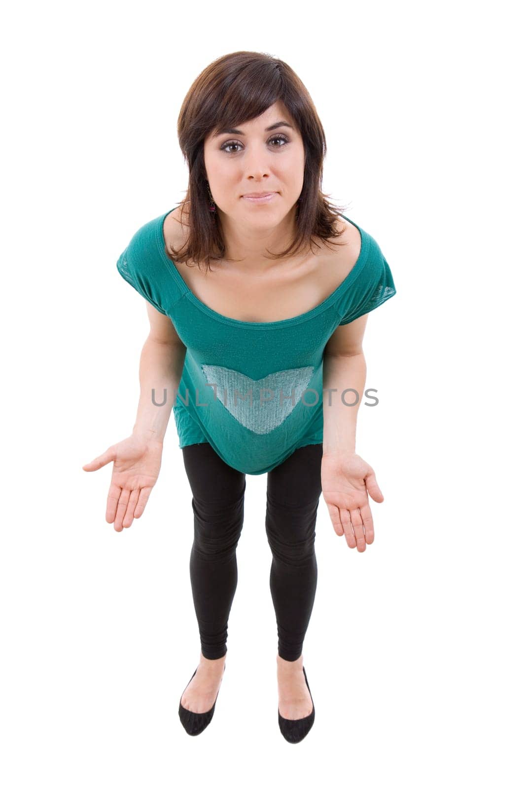 young beautiful woman full body, isolated on white