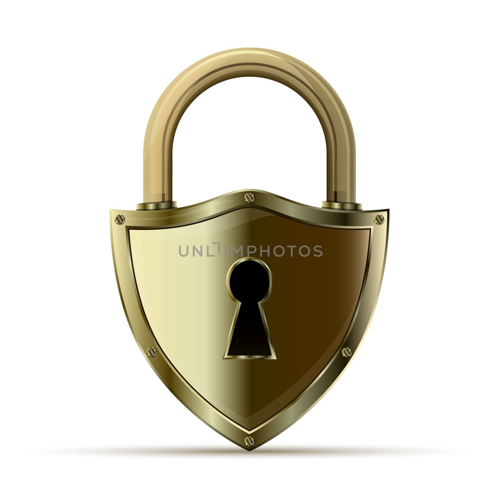 3D realistic closed padlock. Steel lock for protection privacy, vector illustration. Security and protection concept.