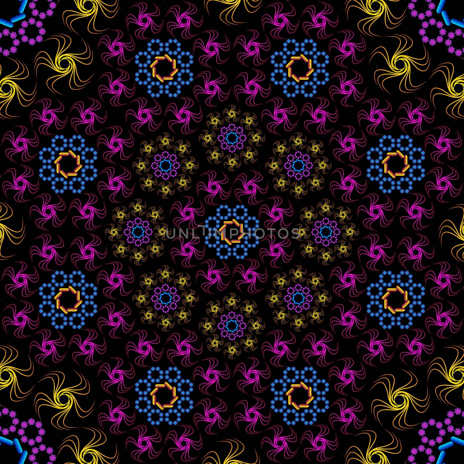 Floral seamless pattern. Fractal traditional texture with geometric ornamental shapes. Vector trendy illustration.