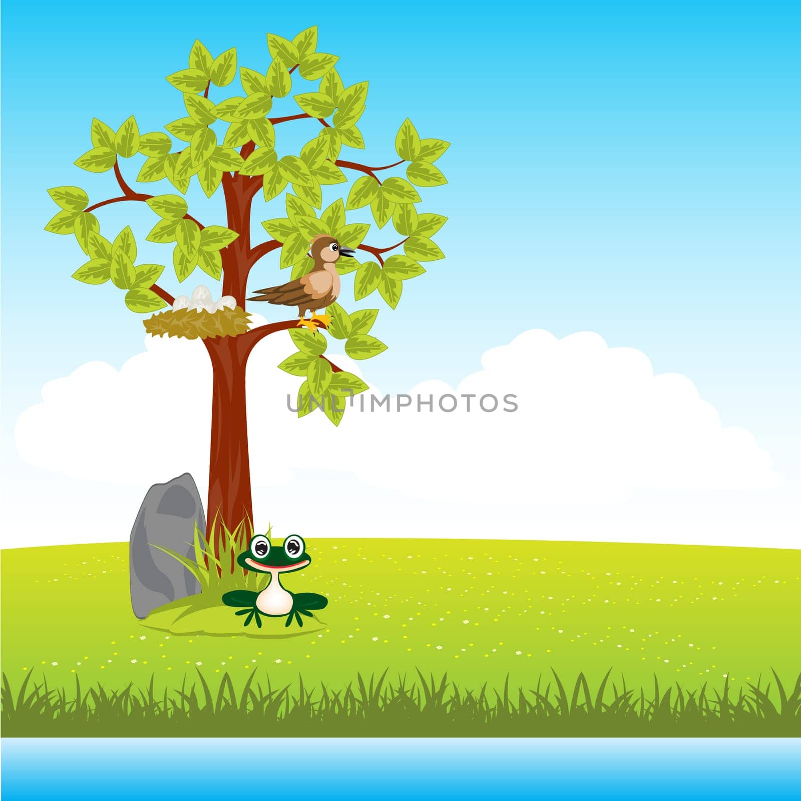 The Year landscape with tree and animal.Vector illustration
