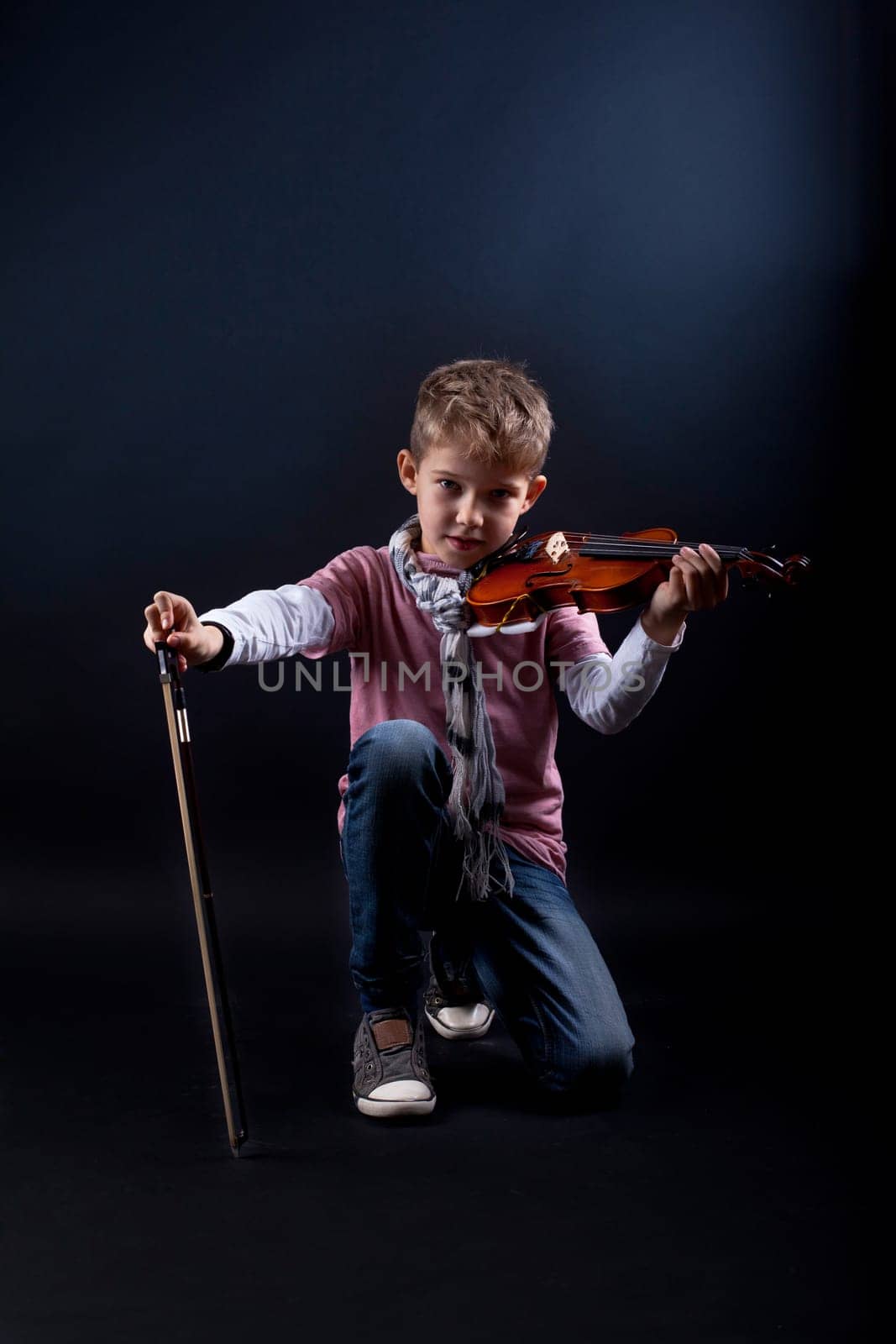 modern boy with his violin