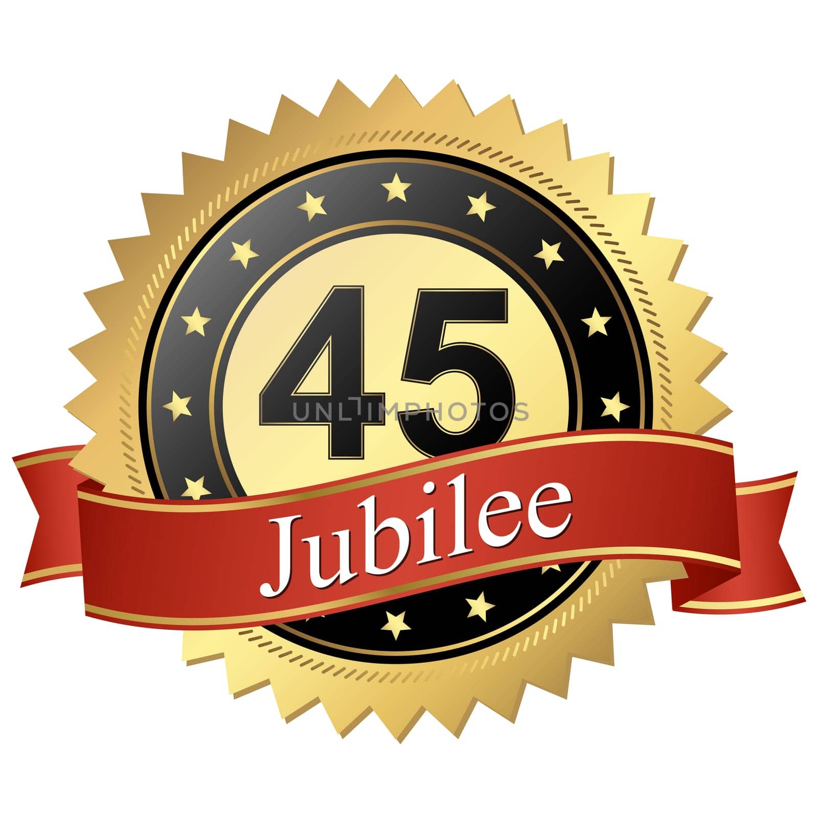 Jubilee button with banners 45 years