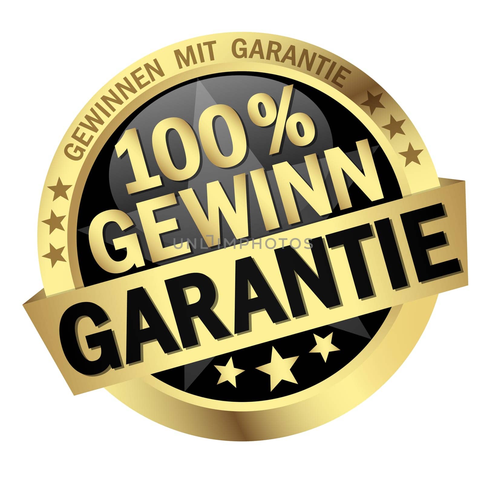 Button with banner and text 100% profit guarantee