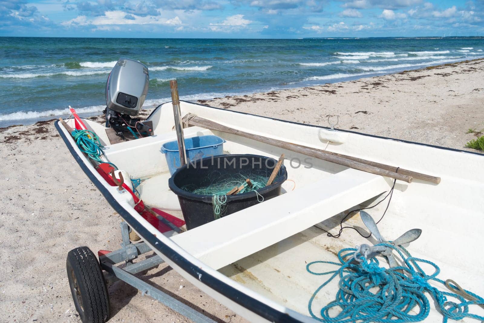 small fishing boats on a danish beach