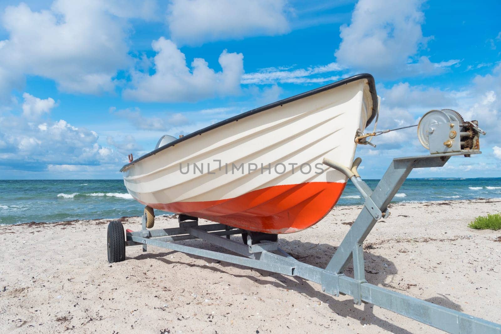 small fishing boats on a danish beach