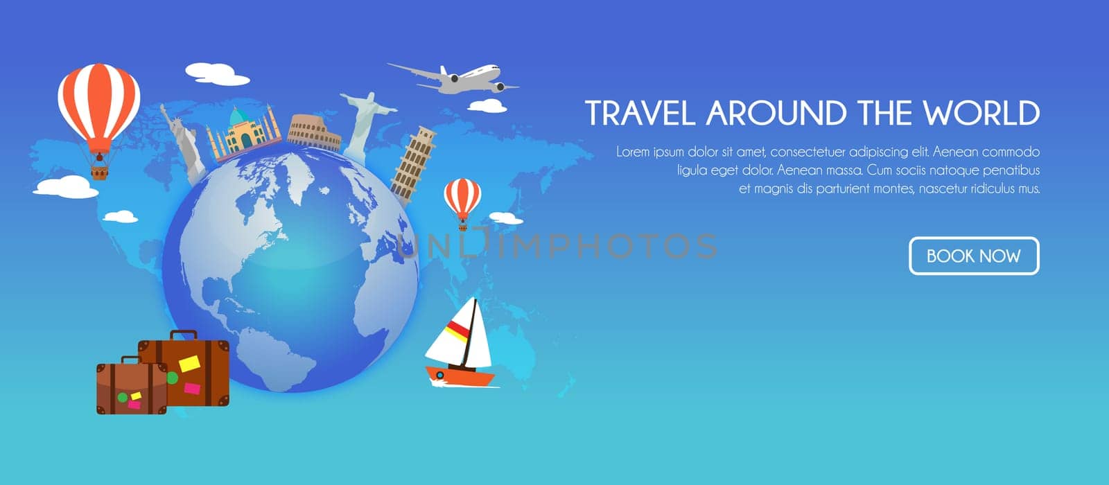 Travel Around the World. Landmark architecture of the world. Vector travel concept