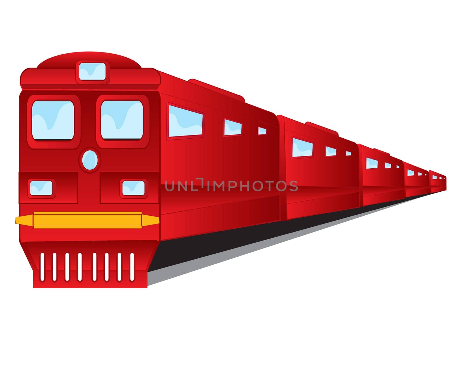 Vector illustration of the red train with coach