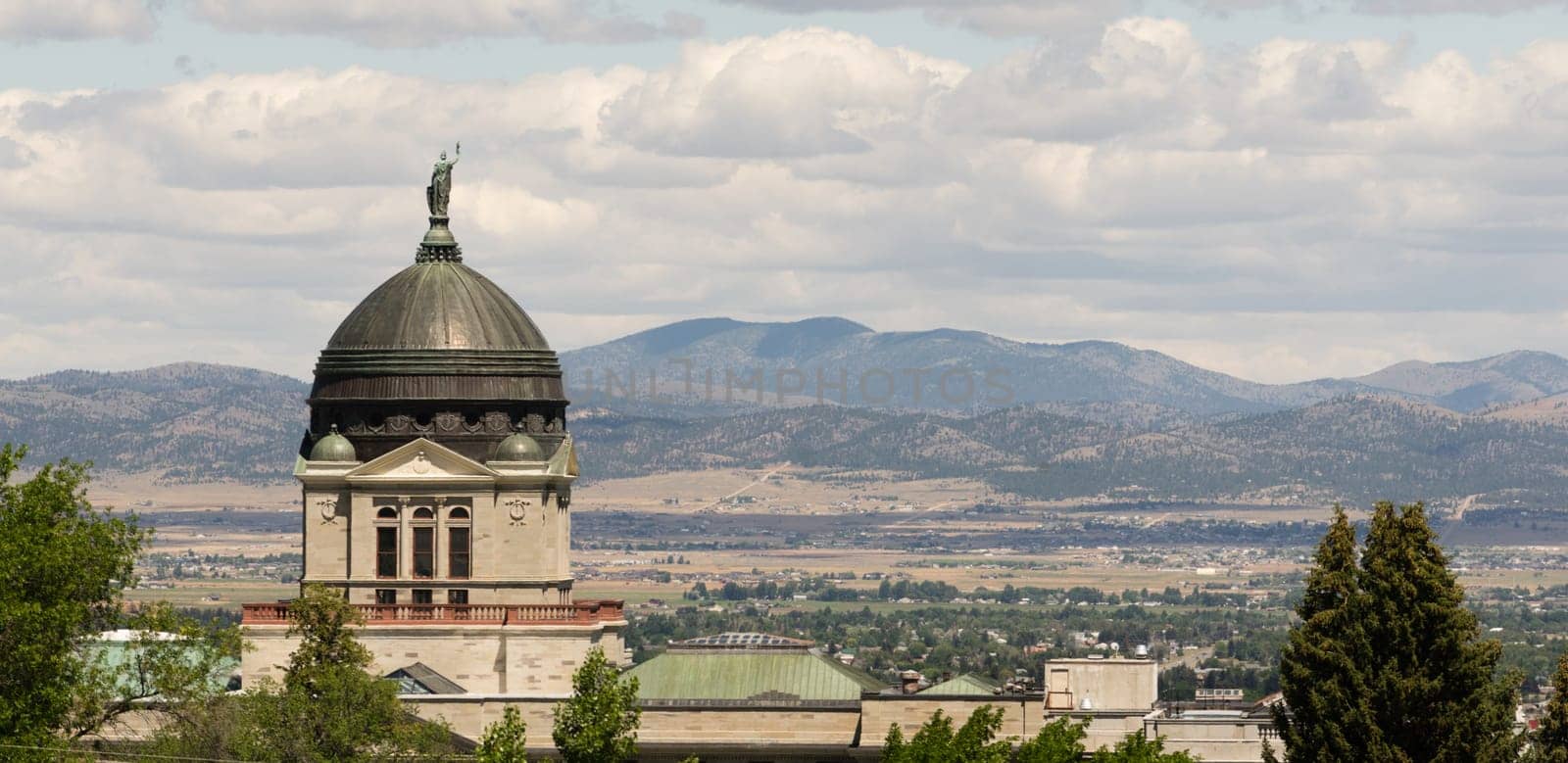 The sun hits the capital building in Helena late in the afternoon