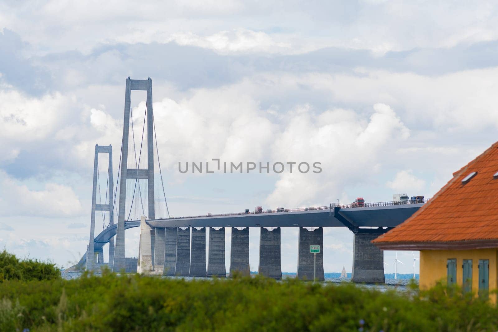 The great belt bridge in denmark, connecting Zealand with Funen, seen from Zealand