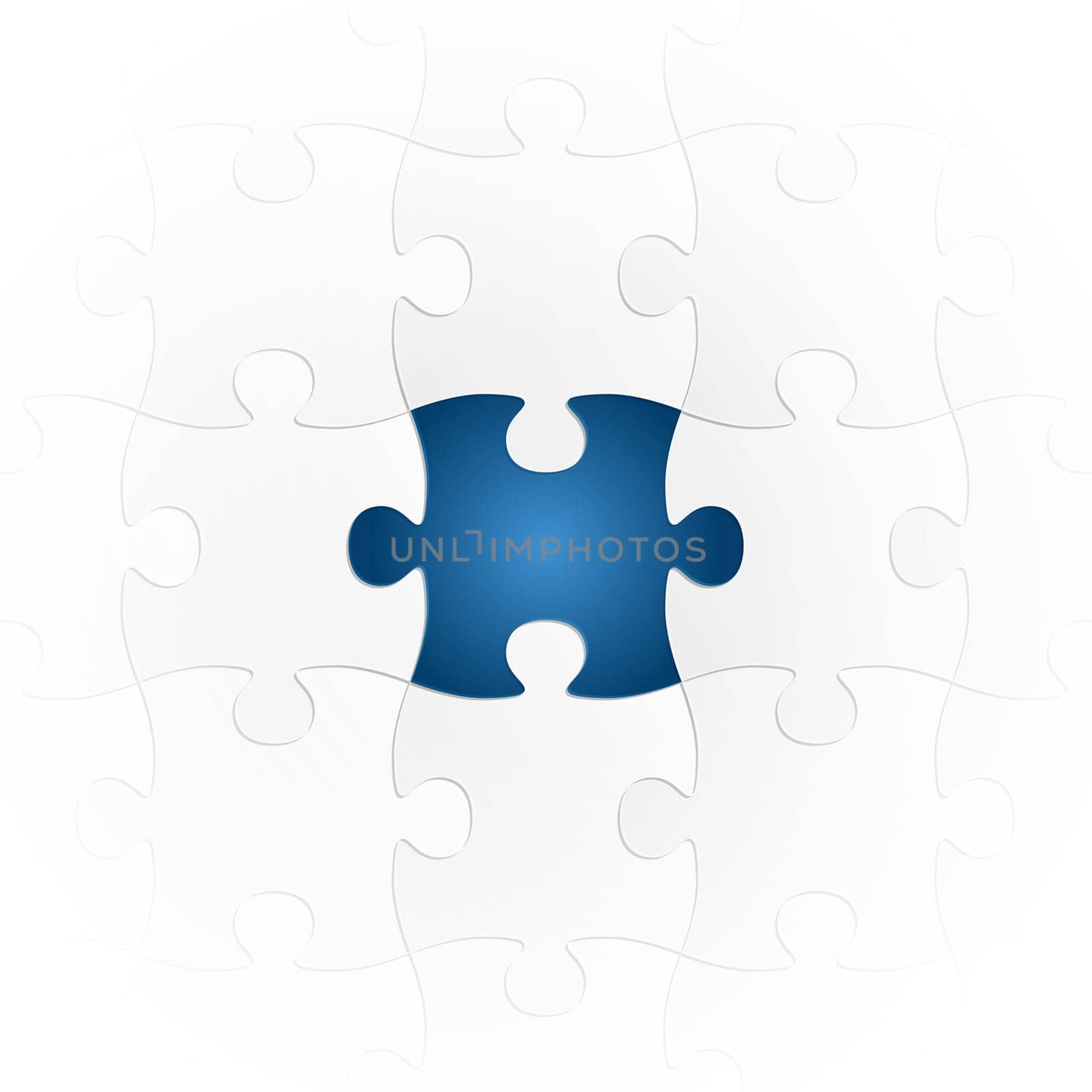 connection of gray puzzle parts with one colored center part