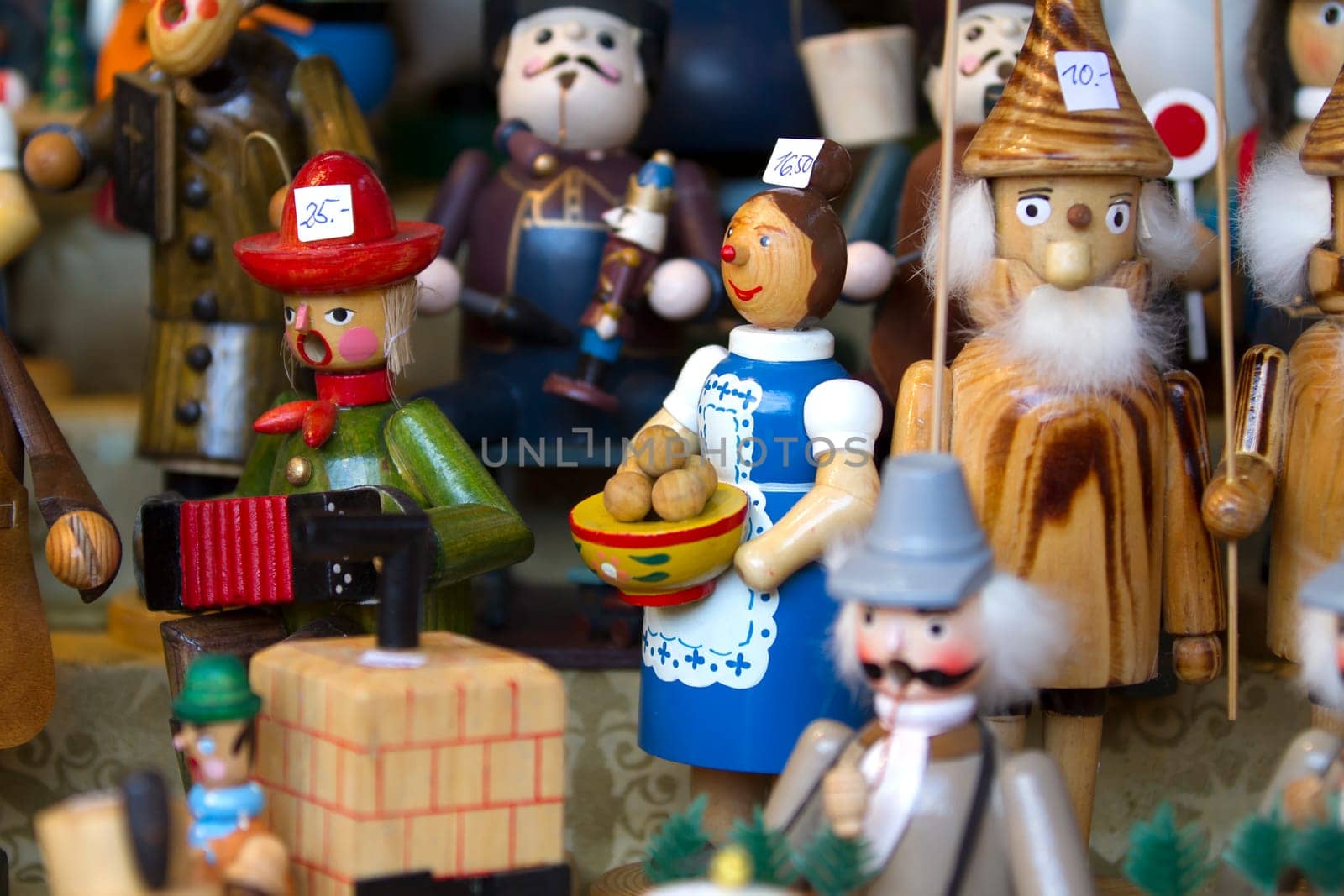 Decorative Christmas figures in detail at a Christmas market
