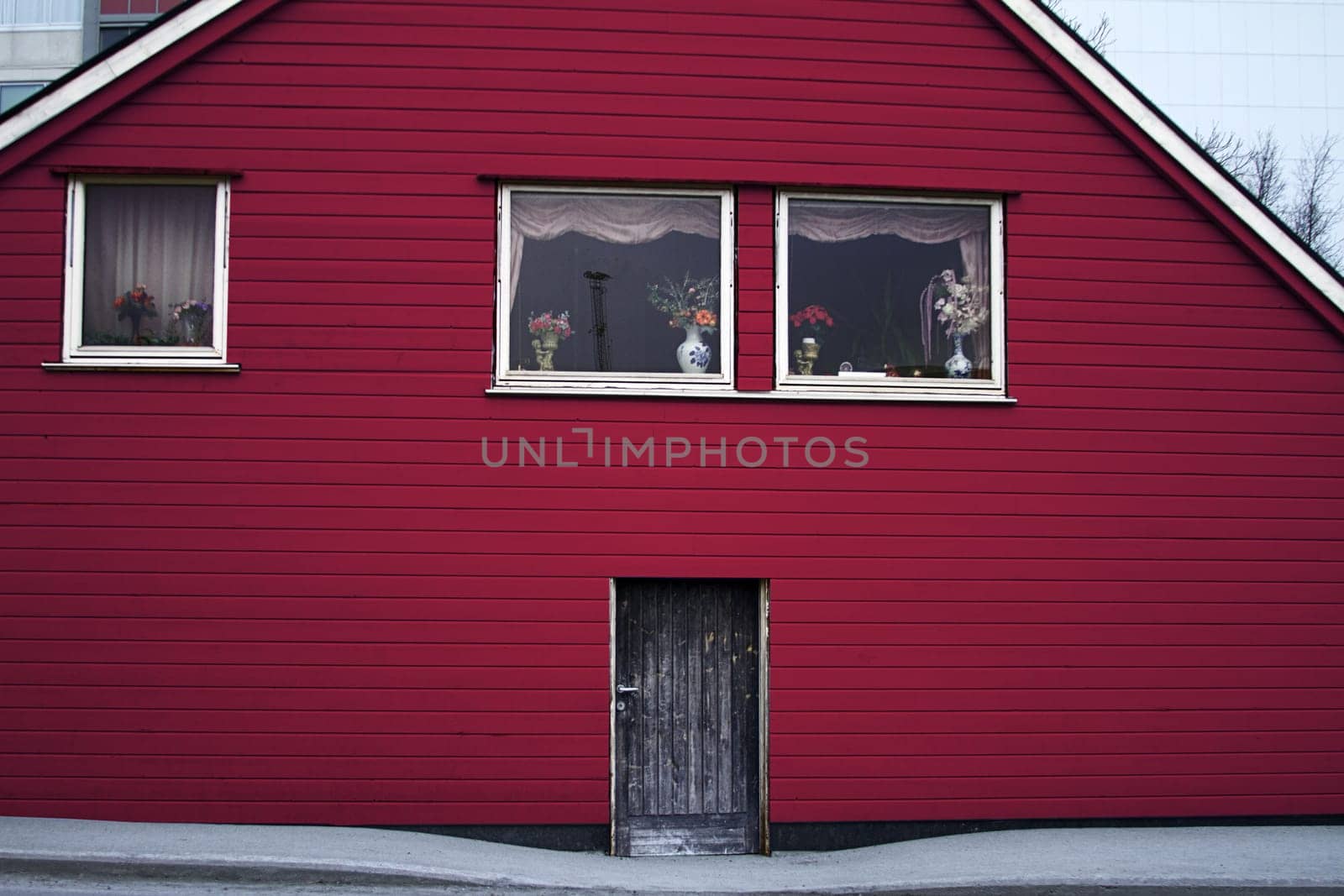 house wood architecture entrance door  red color