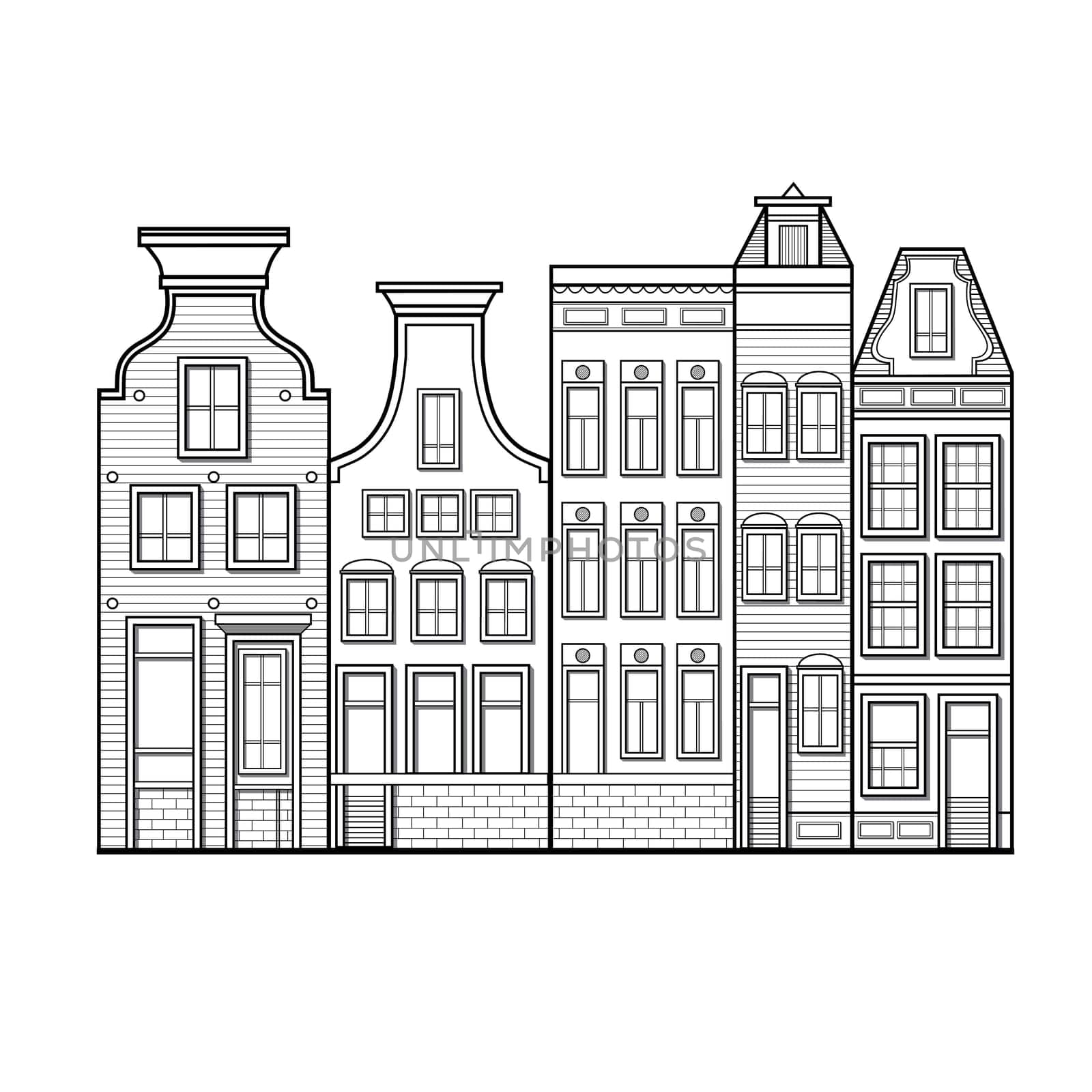 Amsterdam houses style Netherlands black and white