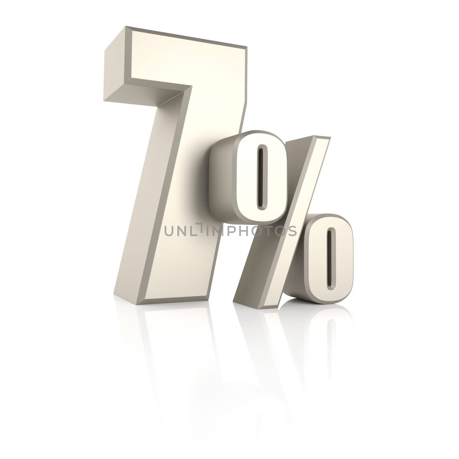 7 percent isolated on white background. 3d render