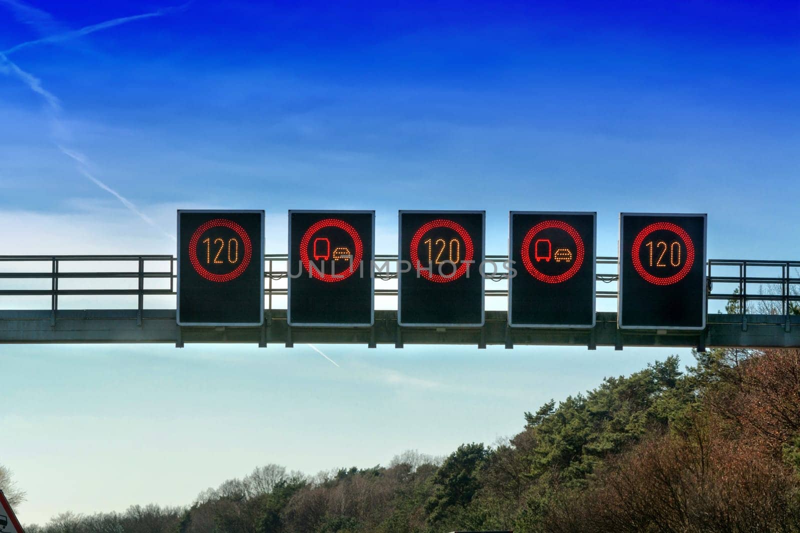 Signage,sign bridge over the motorway A 2 direction Dortmund in Germany..
