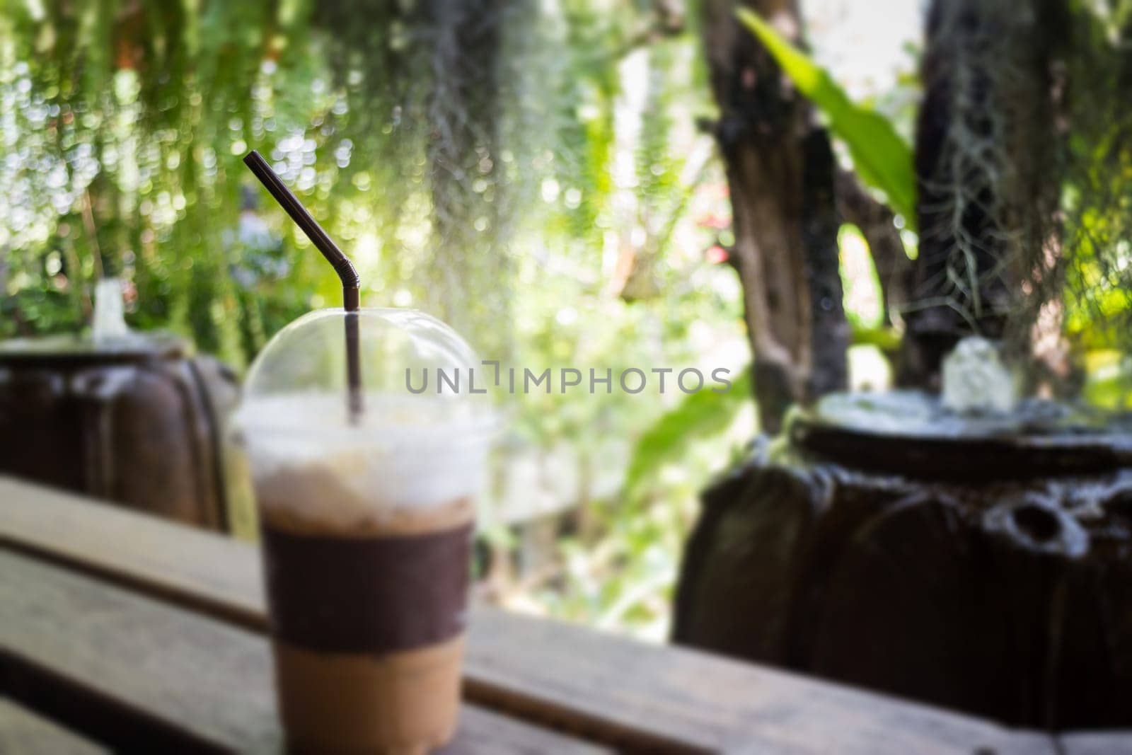 Iced Coffee With Milk Foam, stock photo