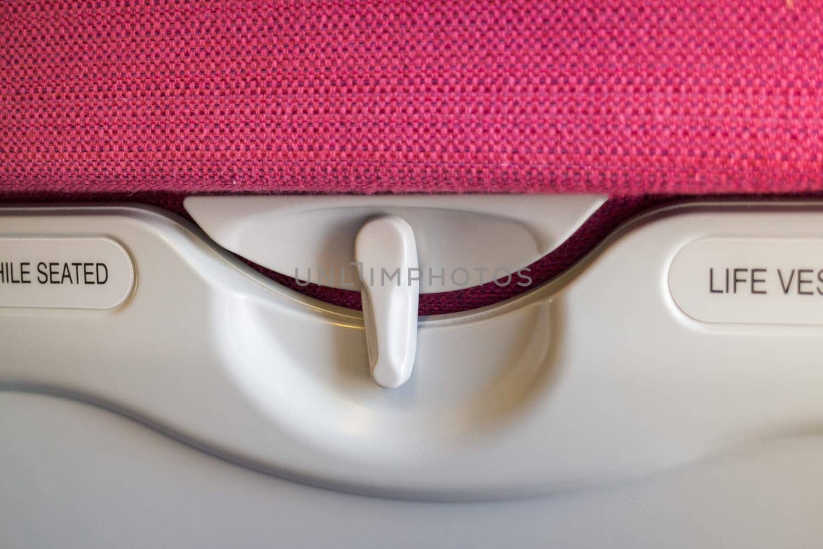Interior Of Airplane Seat With Hidden Table, stock photo