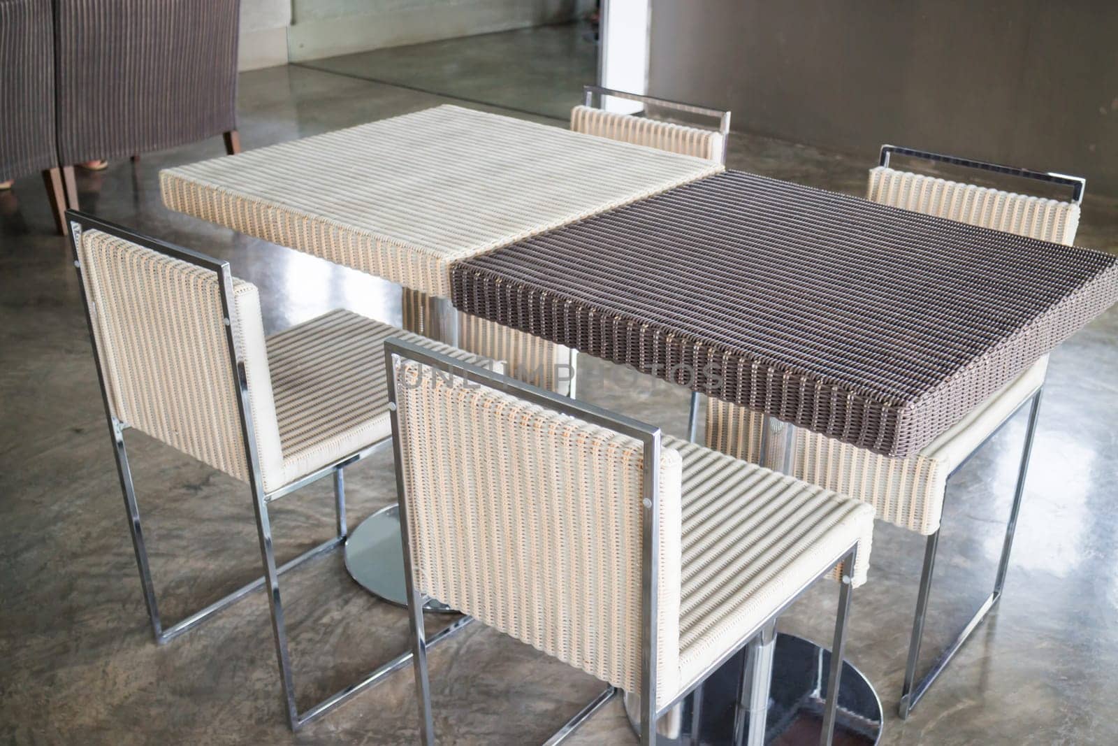 Empty Dining Rattan Furniture Set, stock photo