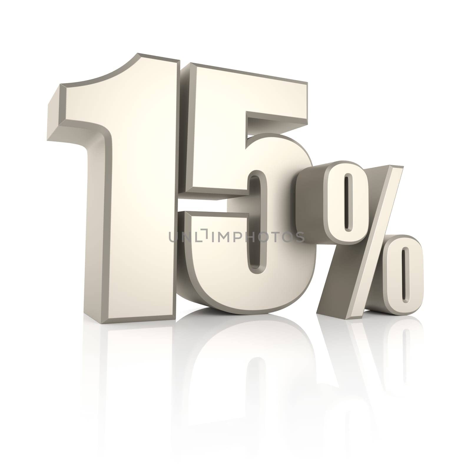 15 percent isolated on white background. 3d render