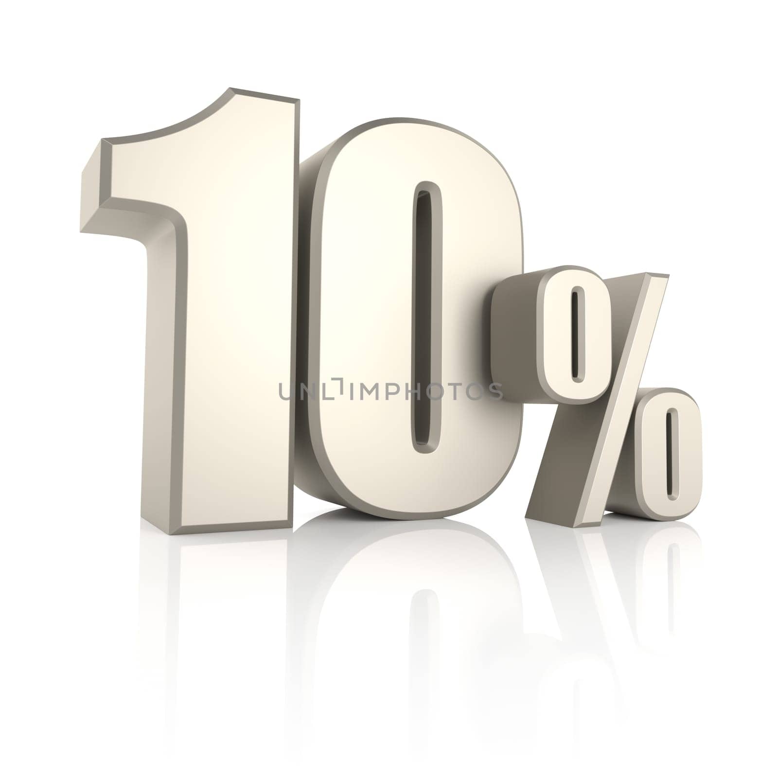 10 percent isolated on white background. 3d render