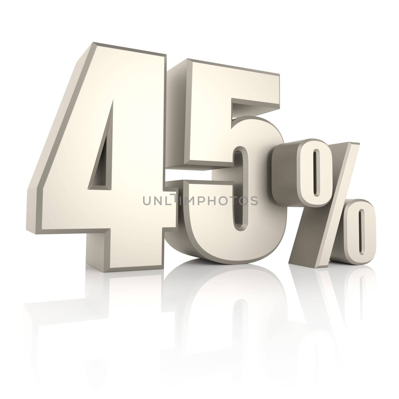 45 percent isolated on white background. 3d render