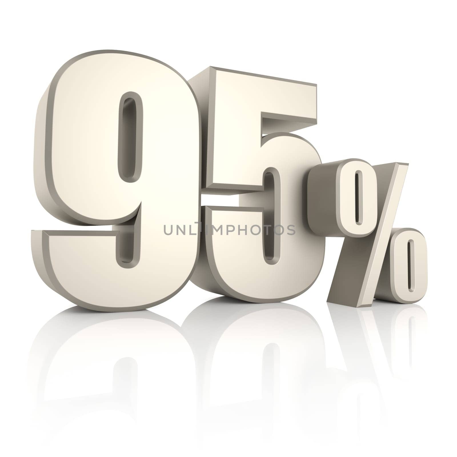 95 percent isolated on white background. 3d render