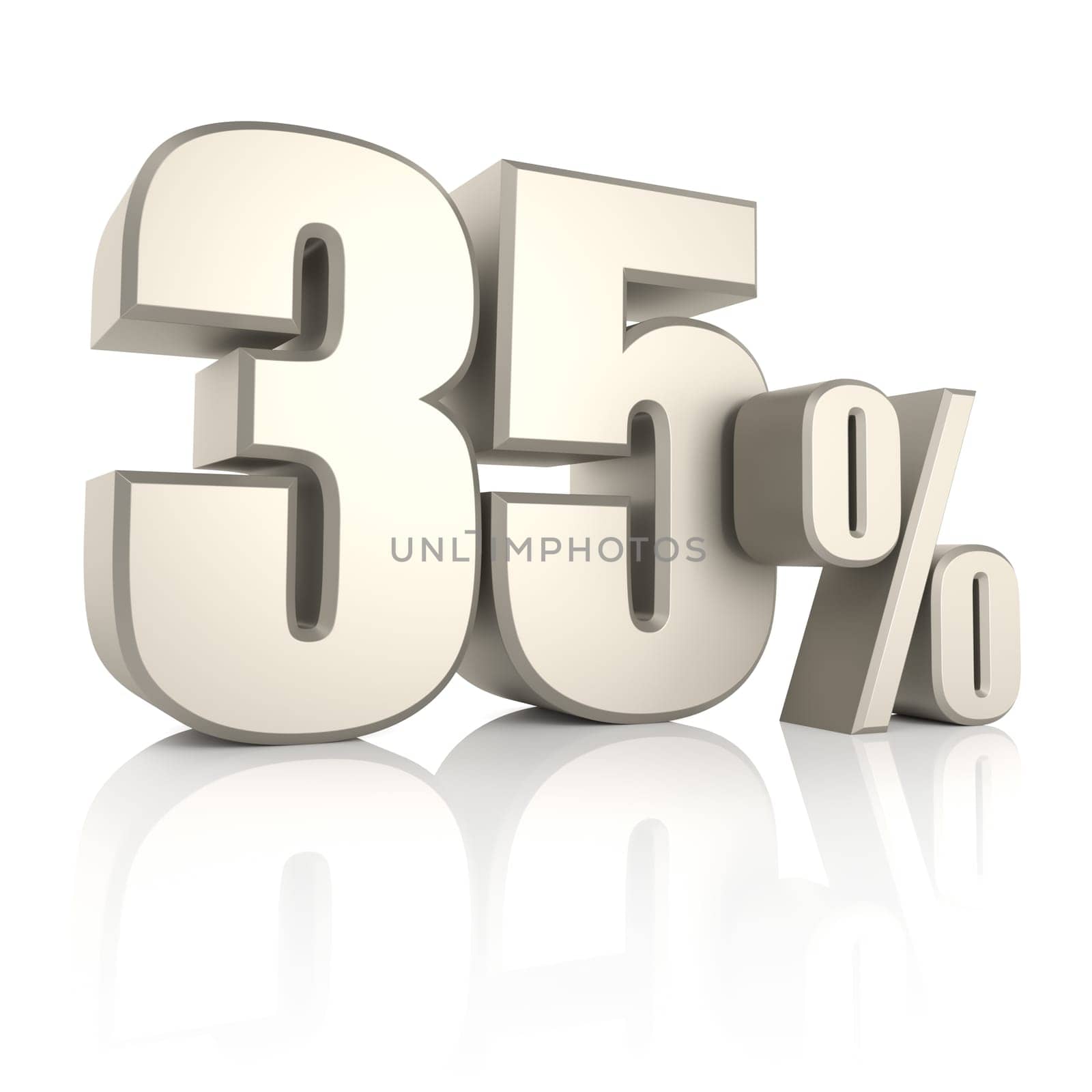 35 percent isolated on white background. 3d render