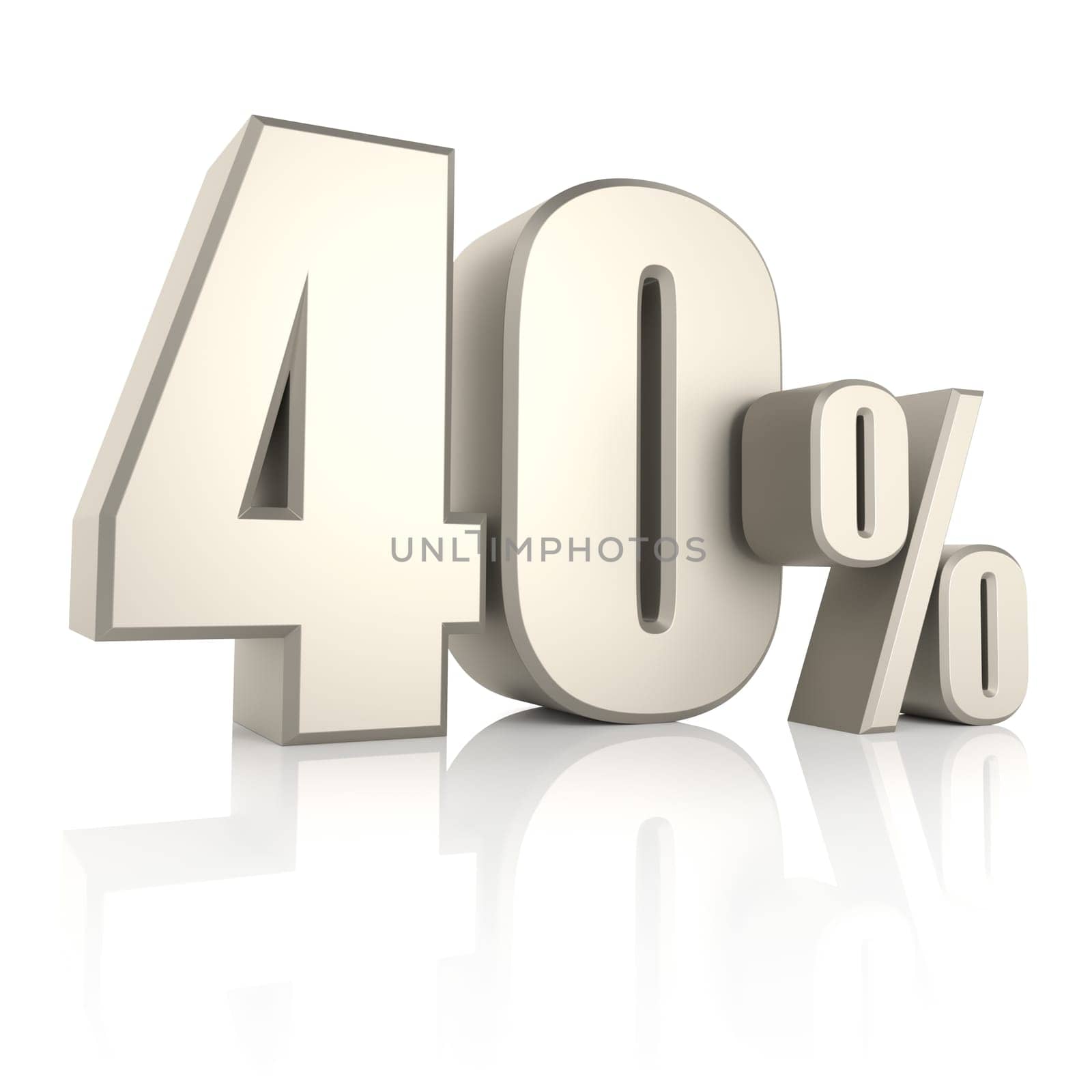 40 percent isolated on white background. 3d render