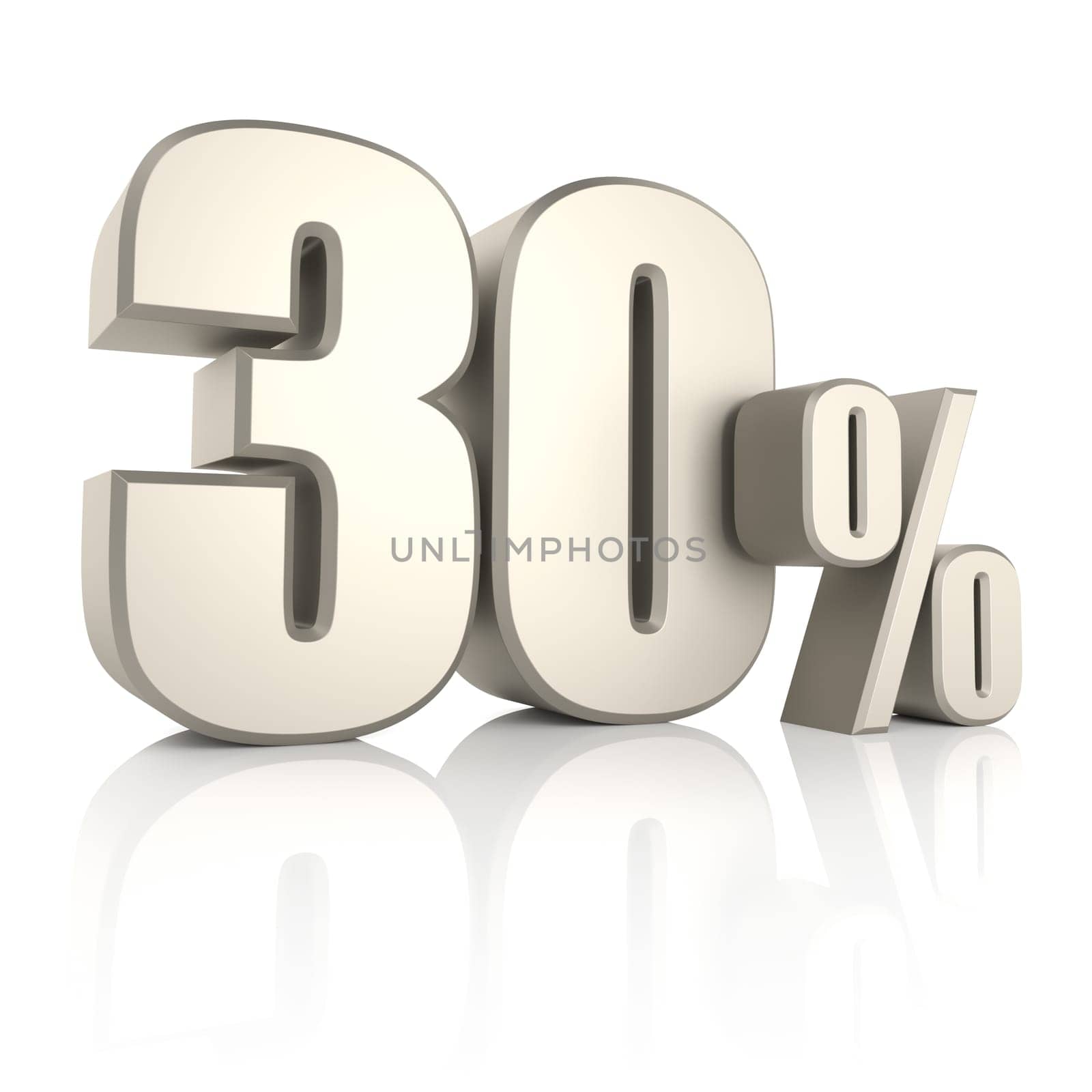30 percent isolated on white background. 3d render