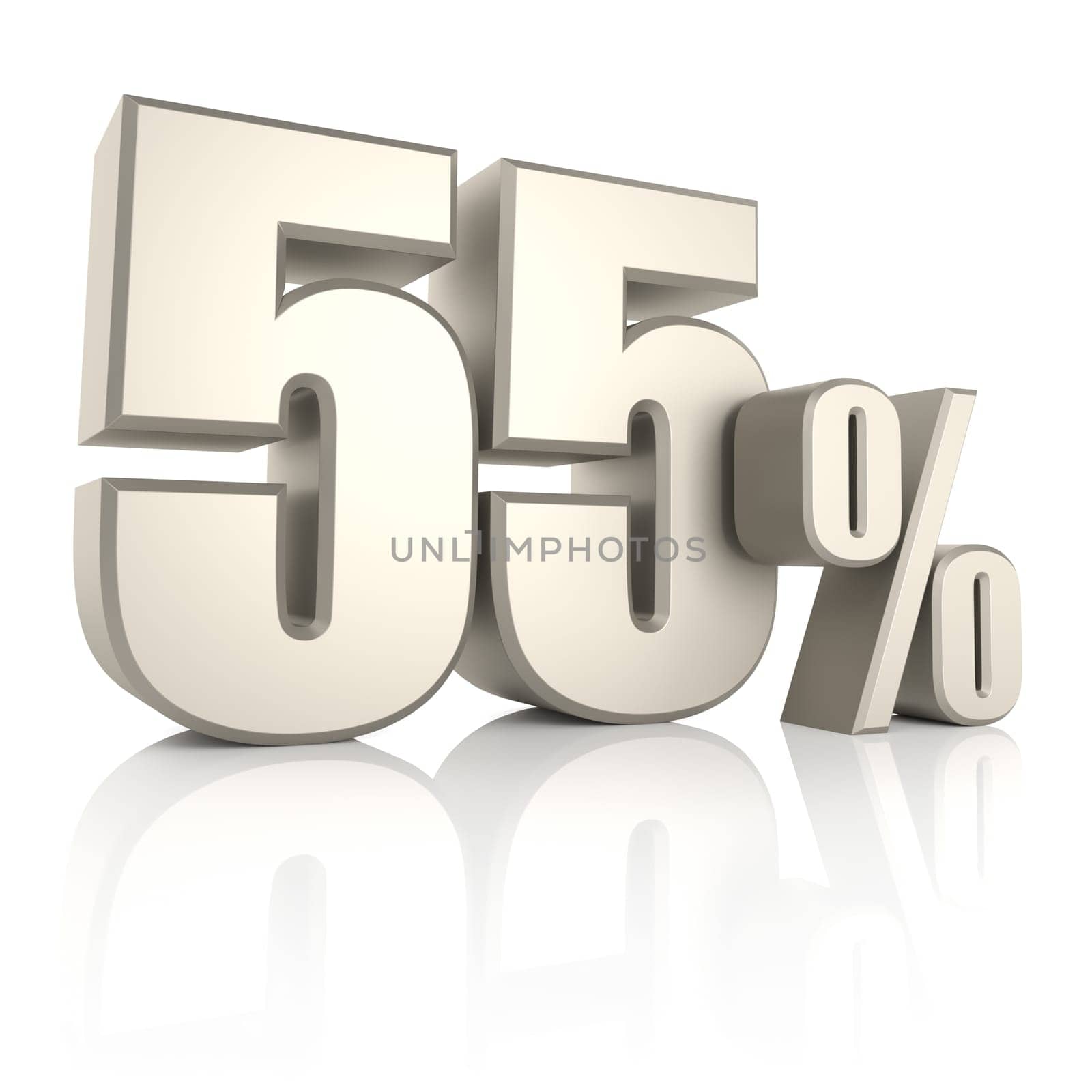55 percent isolated on white background. 3d render