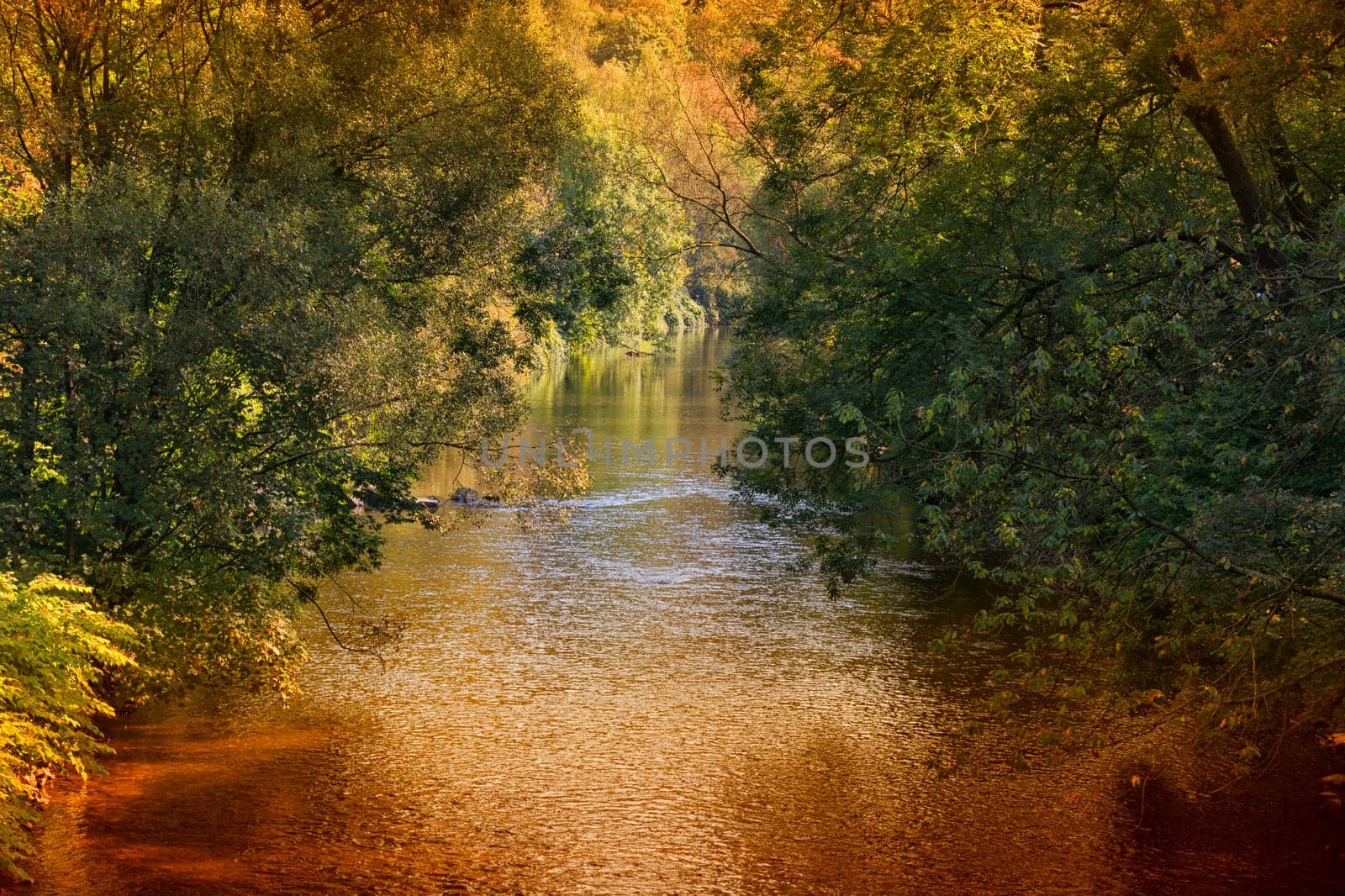 Beautiful view of the quiet river Wupper,Germany,NRW..