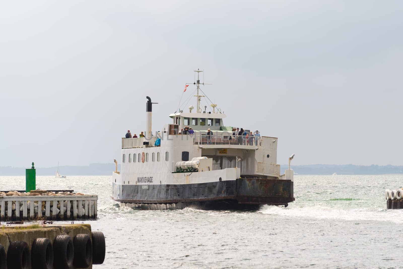 HUNDESTED, DENMARK - AUGUST 8, 2016: Departurel of the ferry in Hundested, a small town in the northern of Zealand