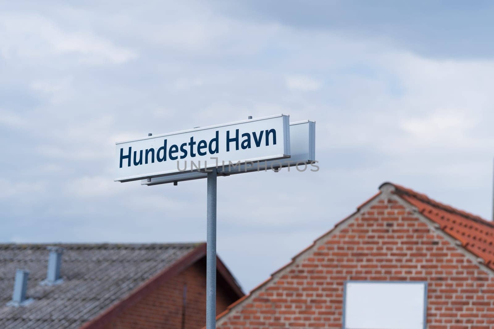 Hundested havn street name shield. Hundested is a small touristic place in the northern of Sealand