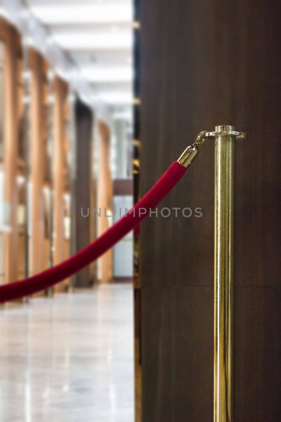 Red Velvet Rope Alloy Fence, stock photo