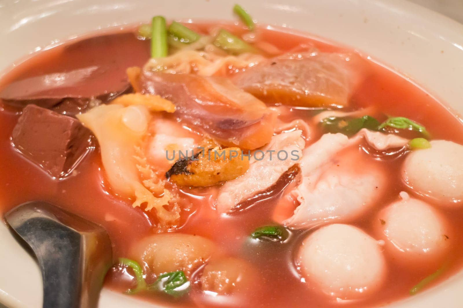 Delicious Noodle In Red Tofu Soup, stock photo