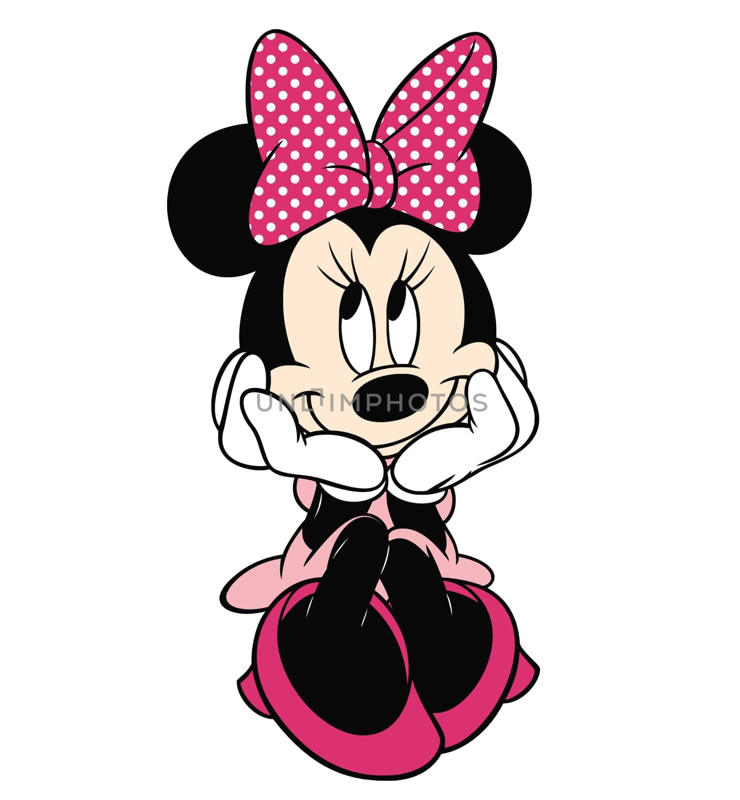 Thinking Minnie Mouse illustration