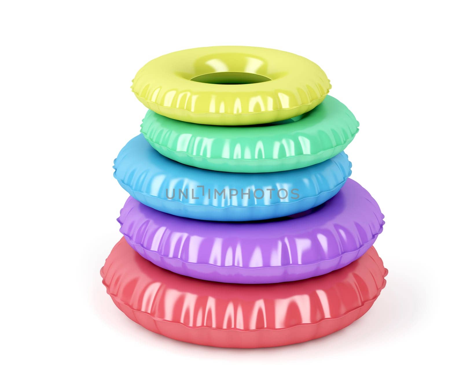 Swim rings with different colors and sizes