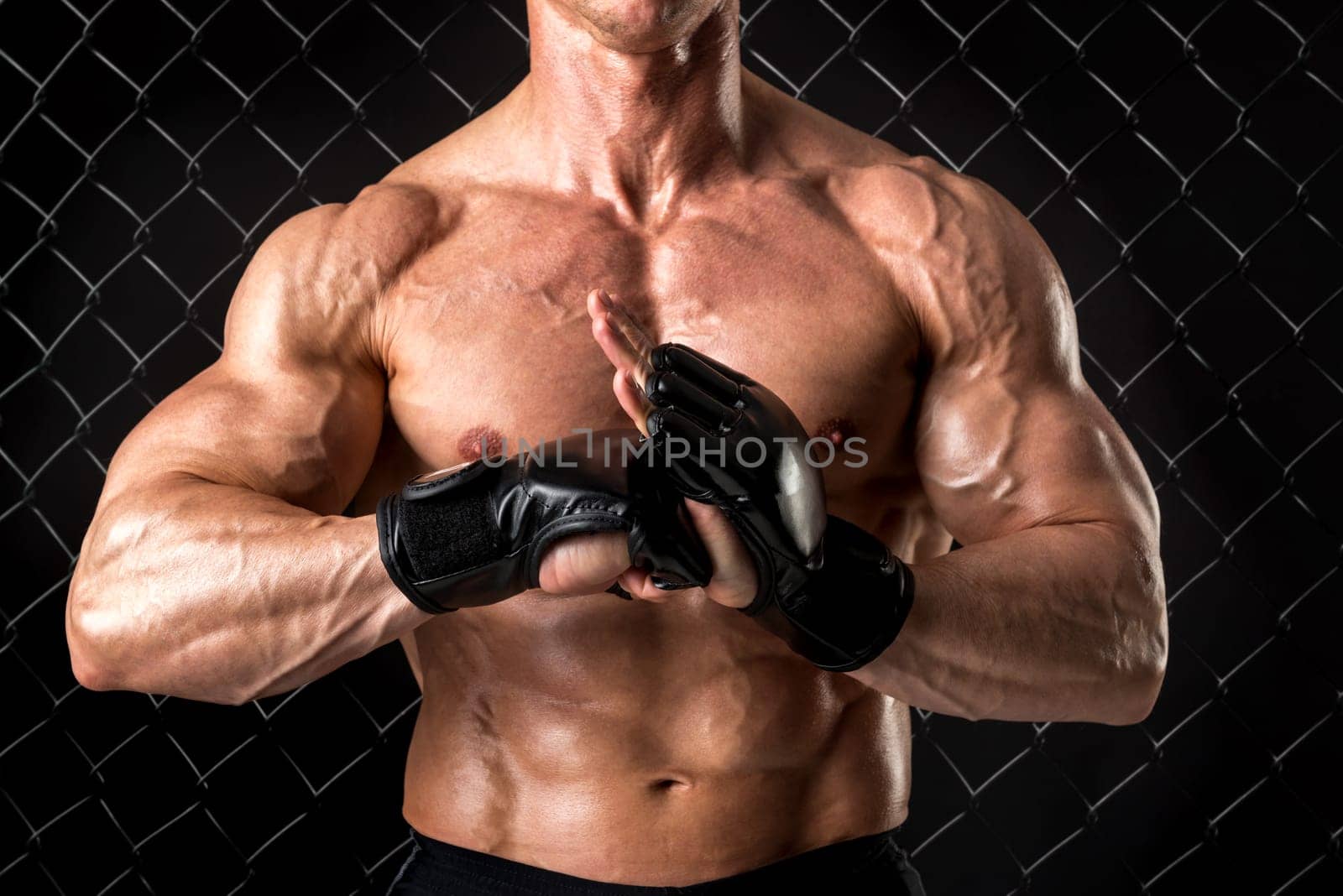 Strong Mixed Martial Arts fighter inside the cage