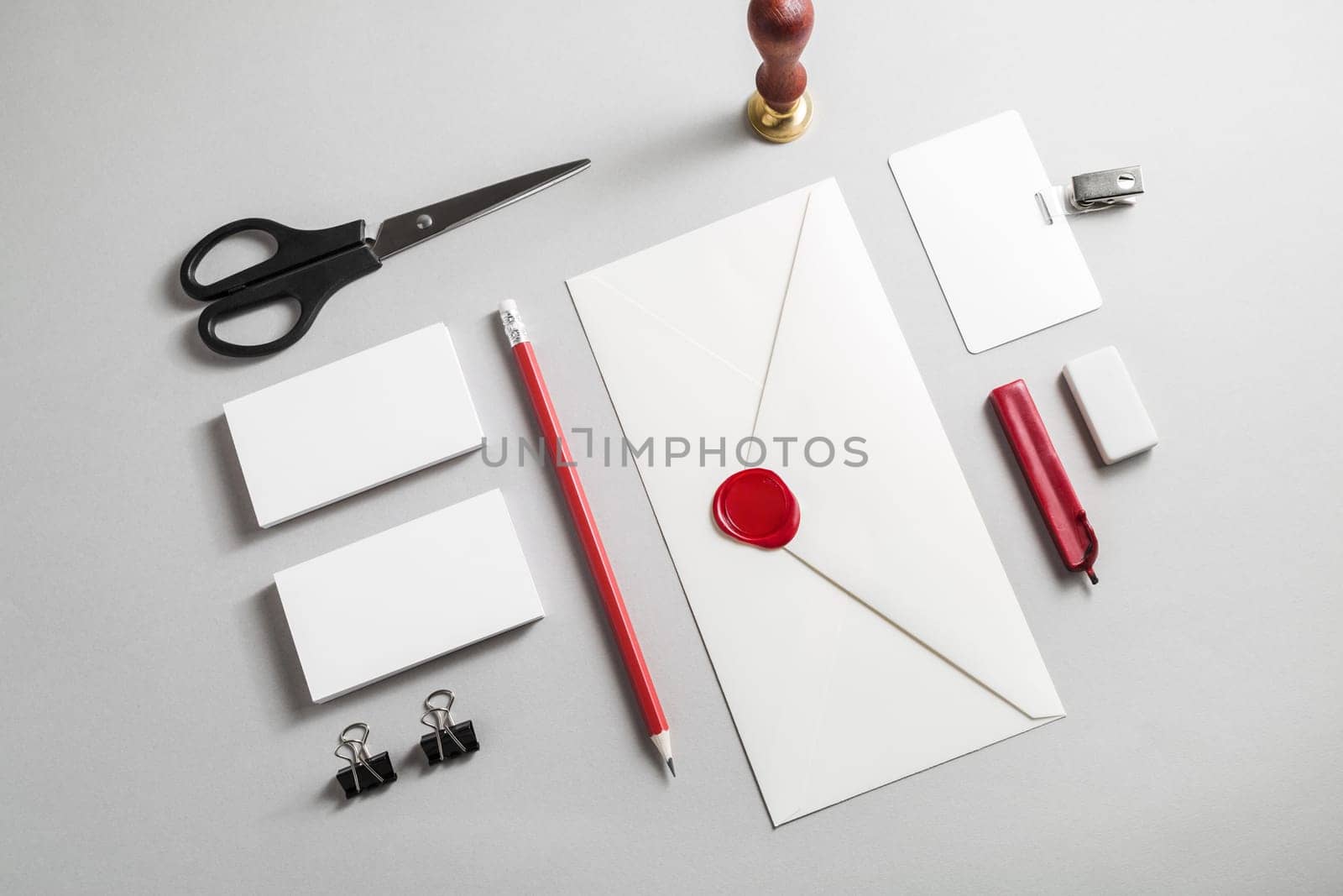 Blank stationery template. Top view.