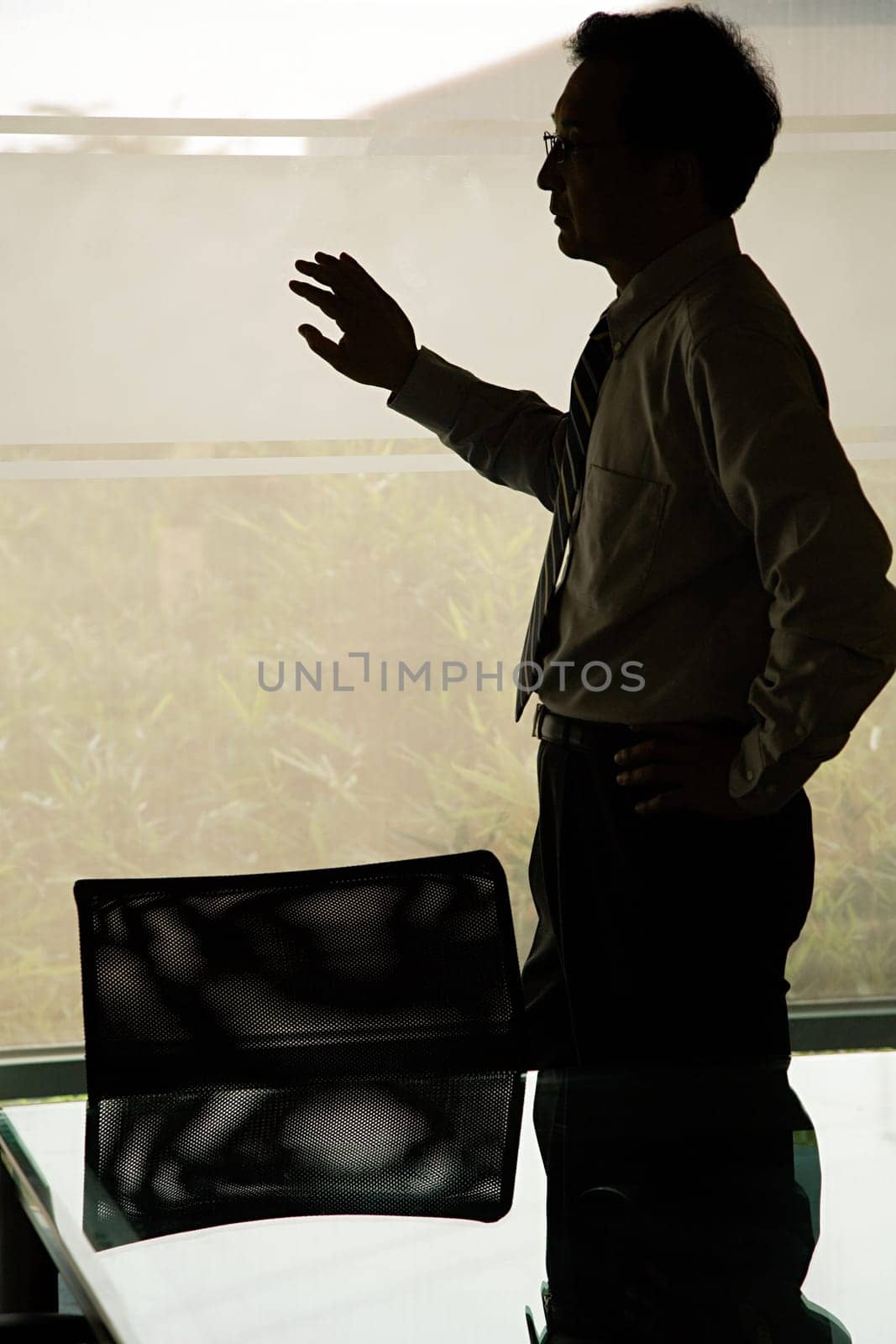 Silhouetted Chinese businessman