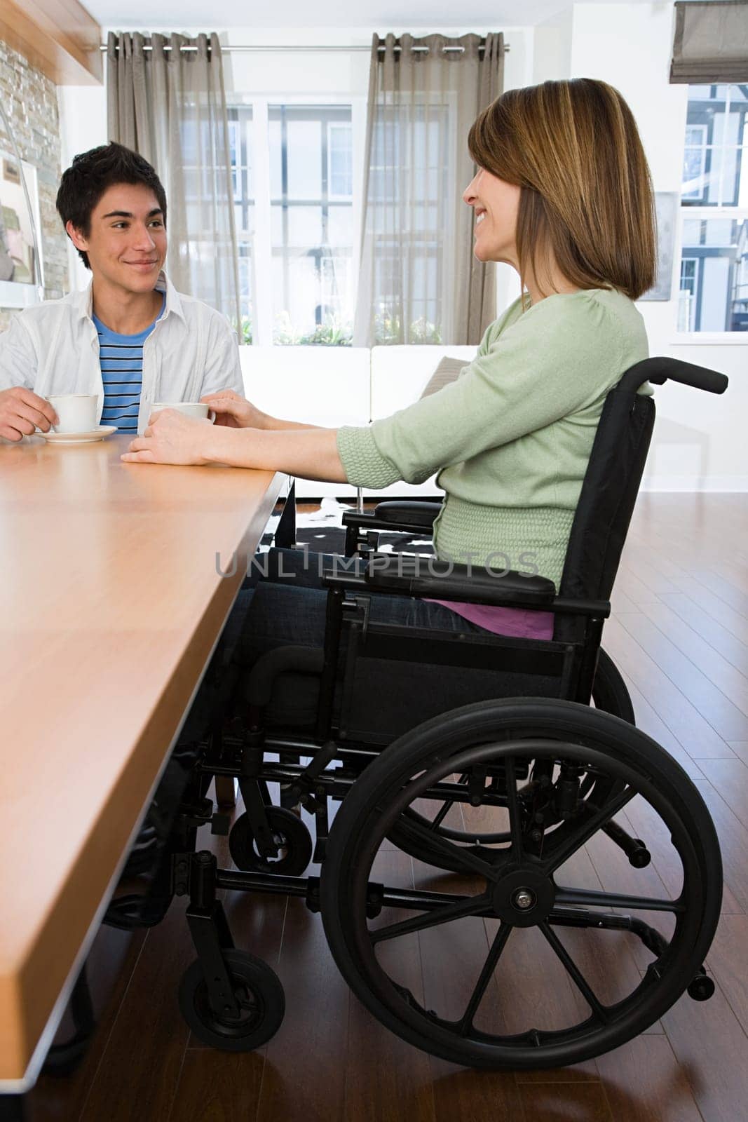 Disabled mother with son