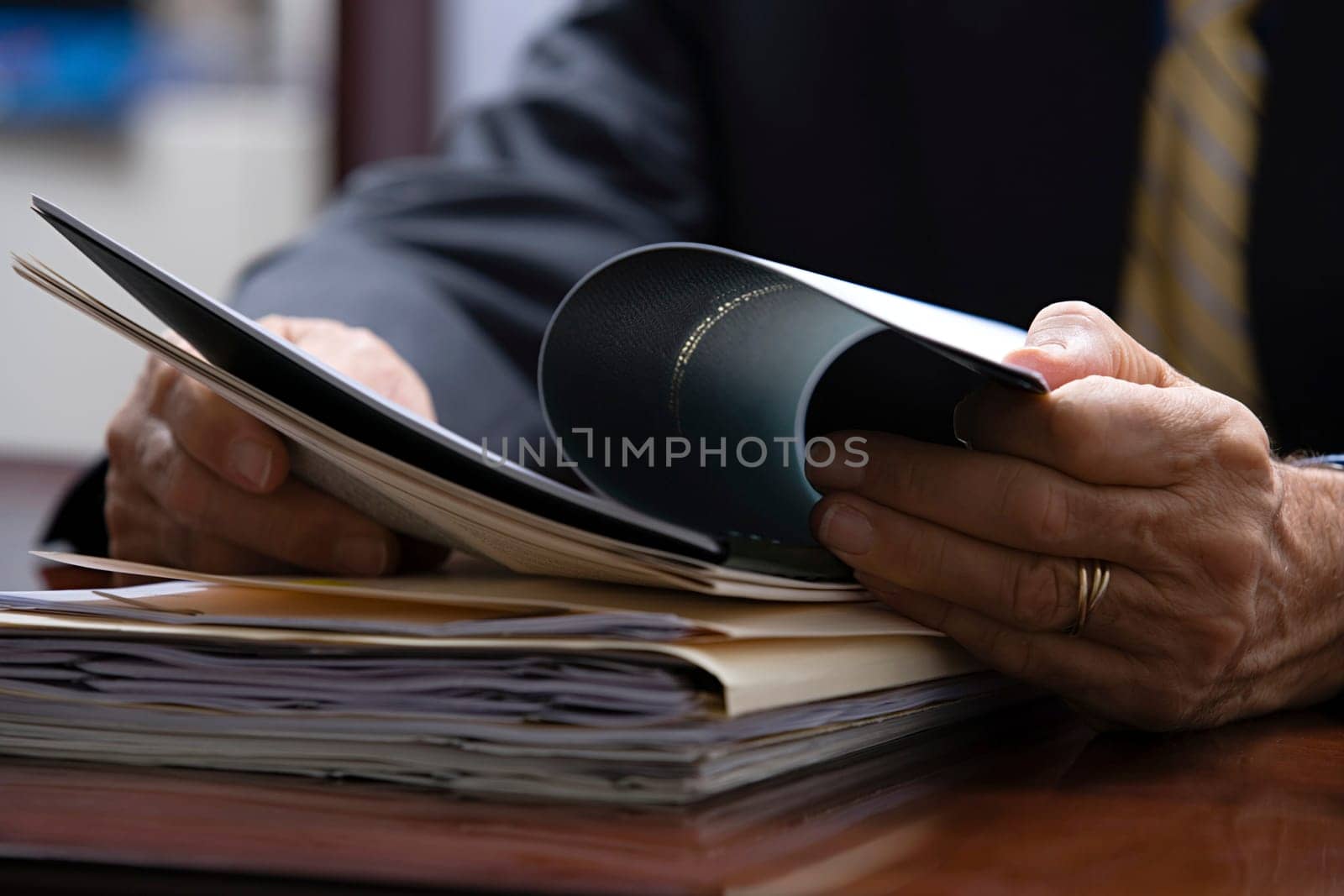 Businessman looking at paperwork