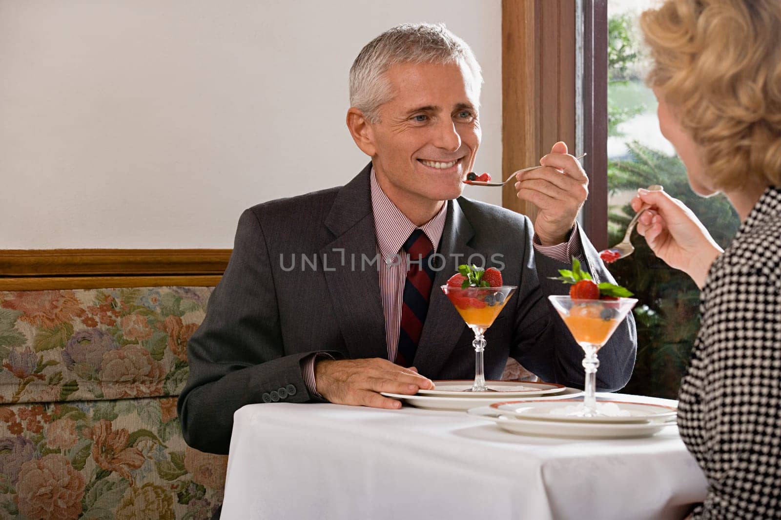Couple having dessert