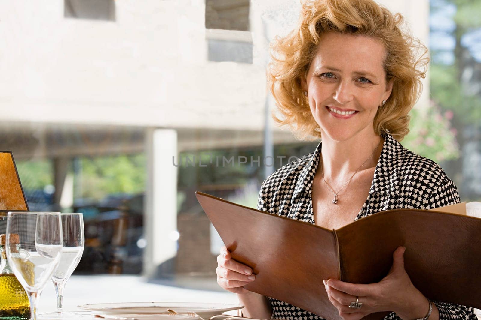 Woman with a menu
