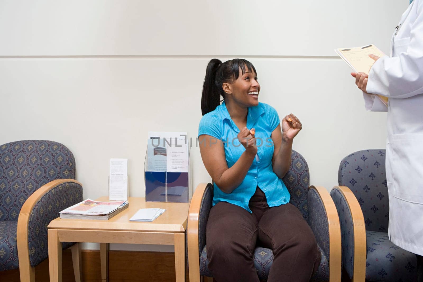 Woman getting good news at hospital