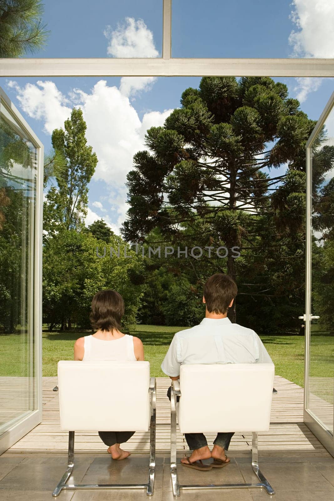 Couple looking at garden