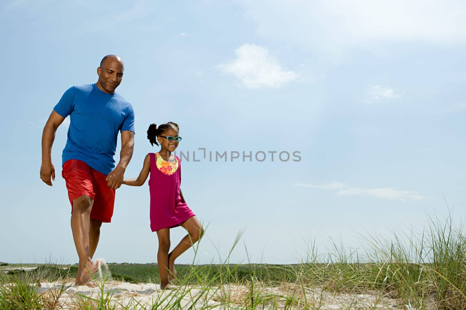 Father and daughter walking