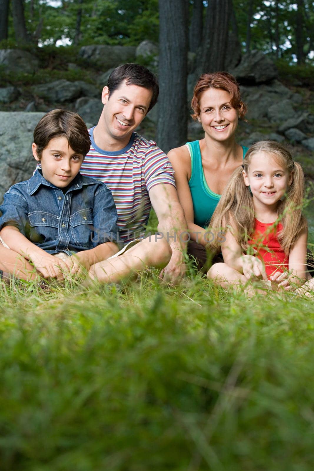Family in forest